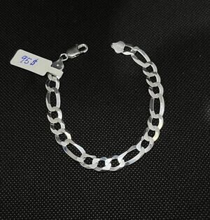 Esclava De Plata 925 Con Tejido Fígaro, 925 Sterling Silver Figaro Bracelet 8 In
